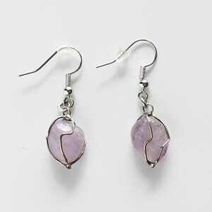 Purple crystal silver fairy elf earrings ✦ translucent gem dangle earrings ✦